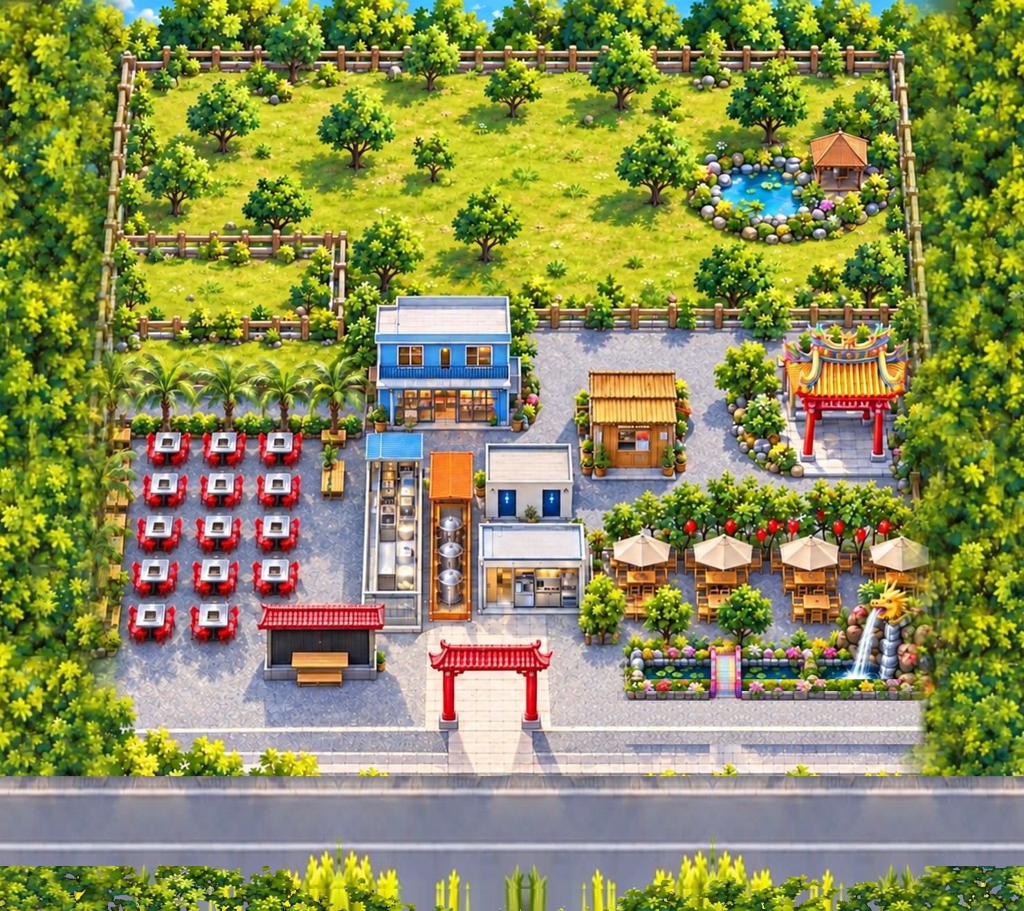 快樂町休閒農場園區插畫地圖